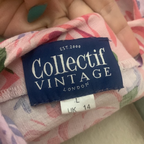 Collectif pink flower pinup dress UK 14 - Picture 3 of 4